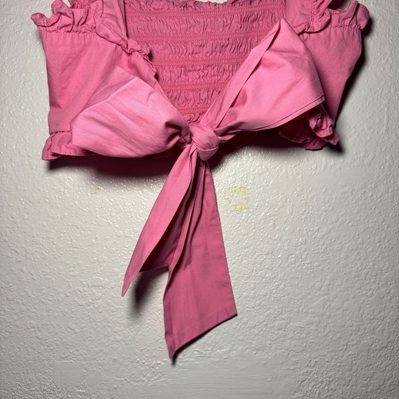 Altar’d State Sz S Smocked Ruffle tie back Crop top Cottage Coquette - Picture 5 of 8